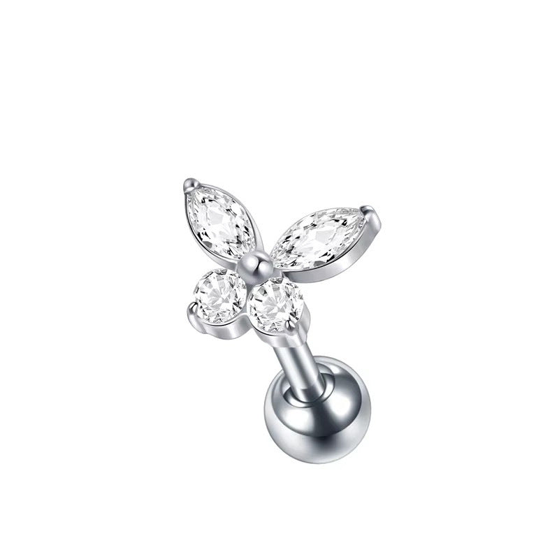 Stainless Steel Micro-inlaid Special-interest Design Butterfly Zircon Earrings